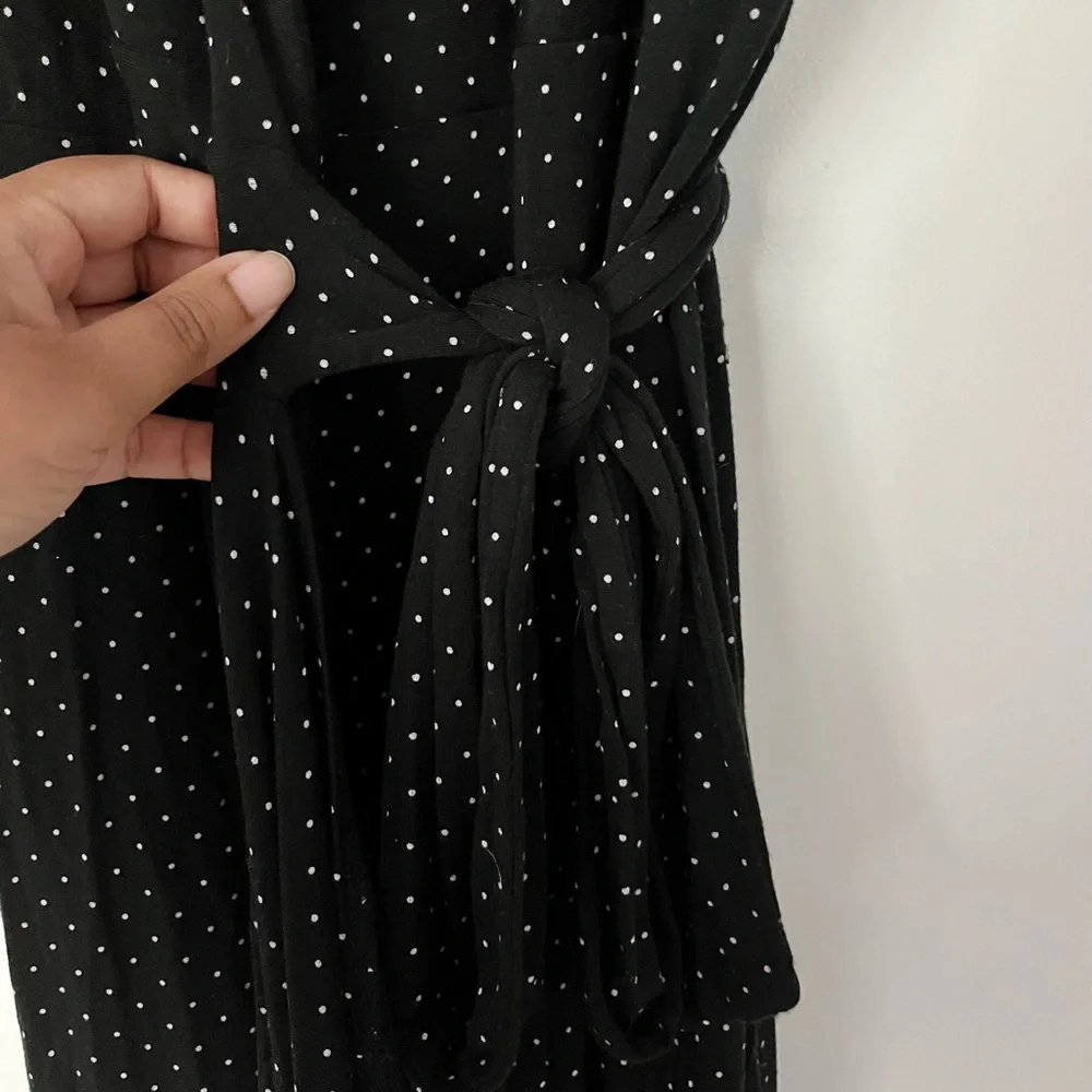 EUC LOFT Black Polka Dot Wrap Dress (L) 👗 - Picture 2 of 3